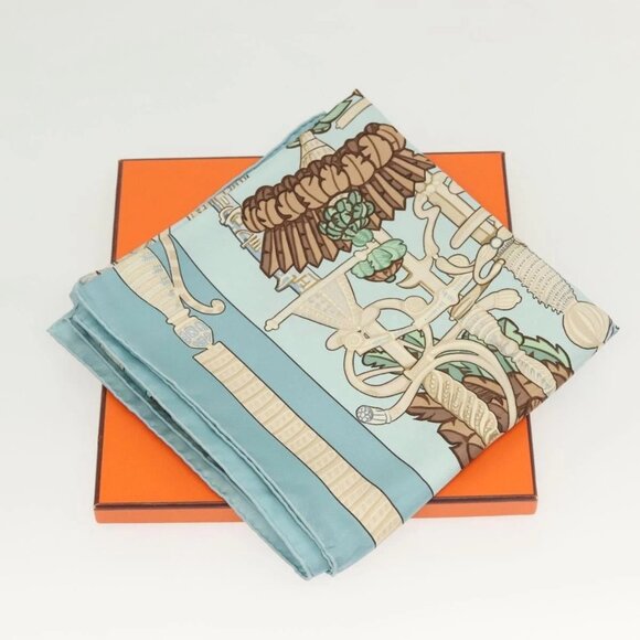 HERMES Carre 90 Scarf ""ARMETS PANACHE"" Silk Blue Auth 139211 - Picture 15 of 15